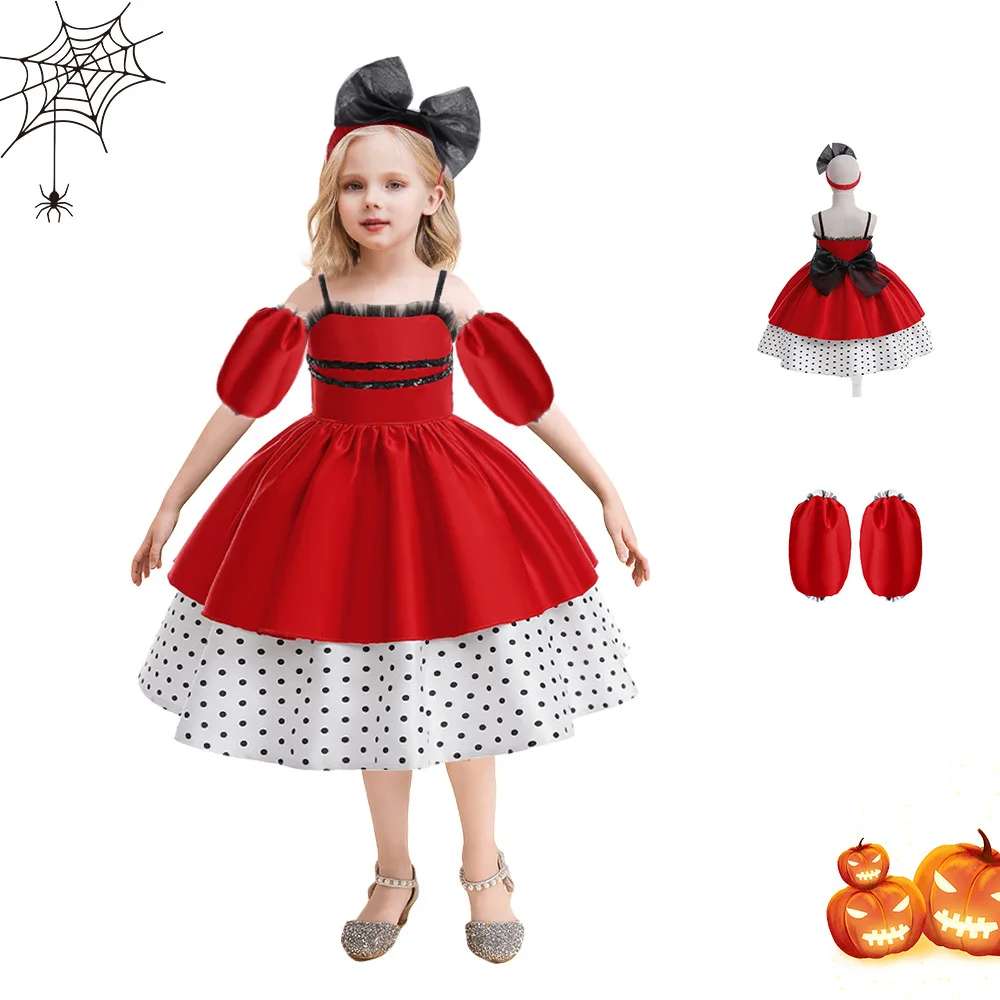 

Halloween Children'S Clothing Baby Girls Party Dress Wave Point Printing Kids Cosplay Performance Costumes Girl Princess Dress