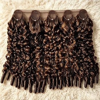Capelli Umani Ricci Birmani 12A per Crochet, 50 Fili Invisibili e Leggeri con Nodi Miracolosi per Donne, Confezione da 2/3