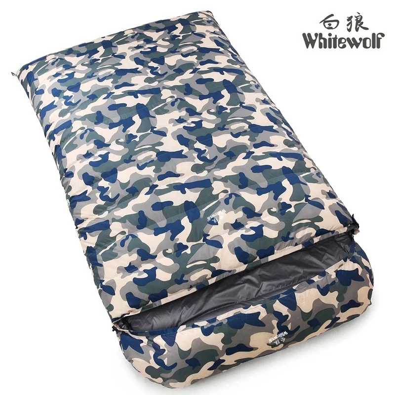 220*130CM Ultralarge Double Person 3500g/4000g White Goose Down Filling Winter Camping Sleeping Bag Spiwory Sacos De Dormir