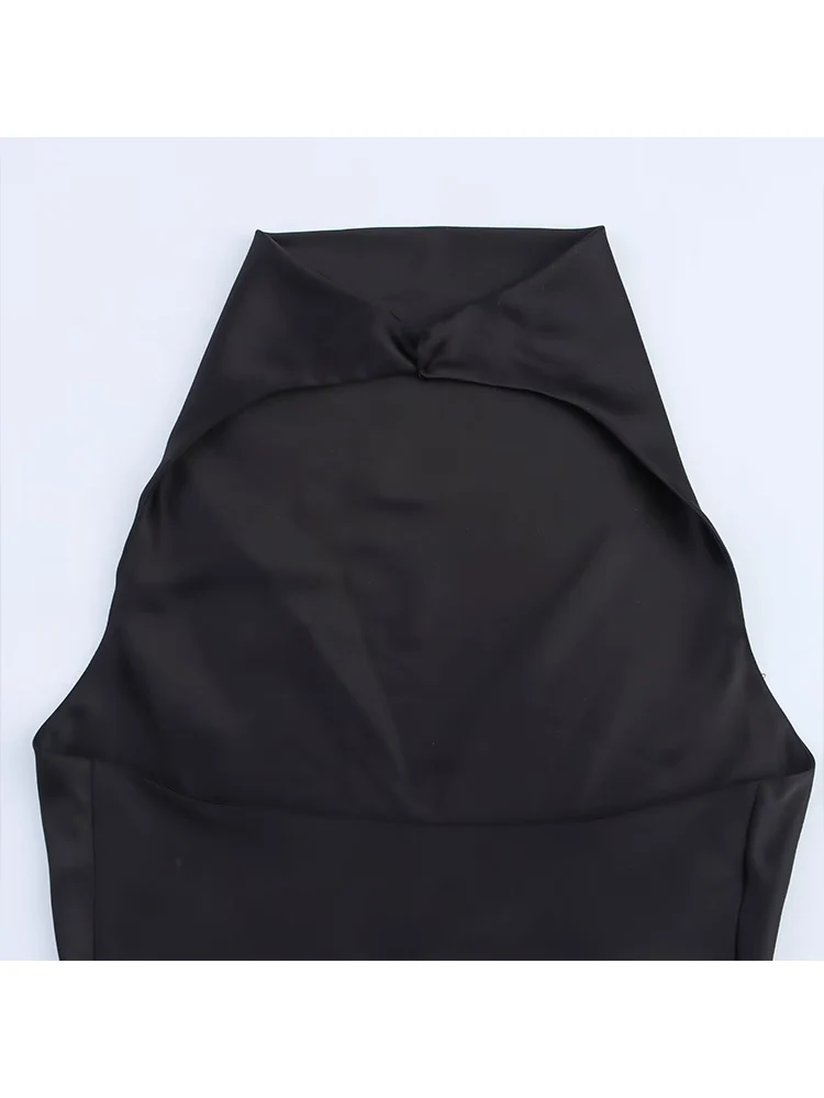 TFMLN Women Backless Halter Dress Summer Sexy Party Dress Halter Neck New Slim Black Sleeveless Short Dress Elegant Streetwear
