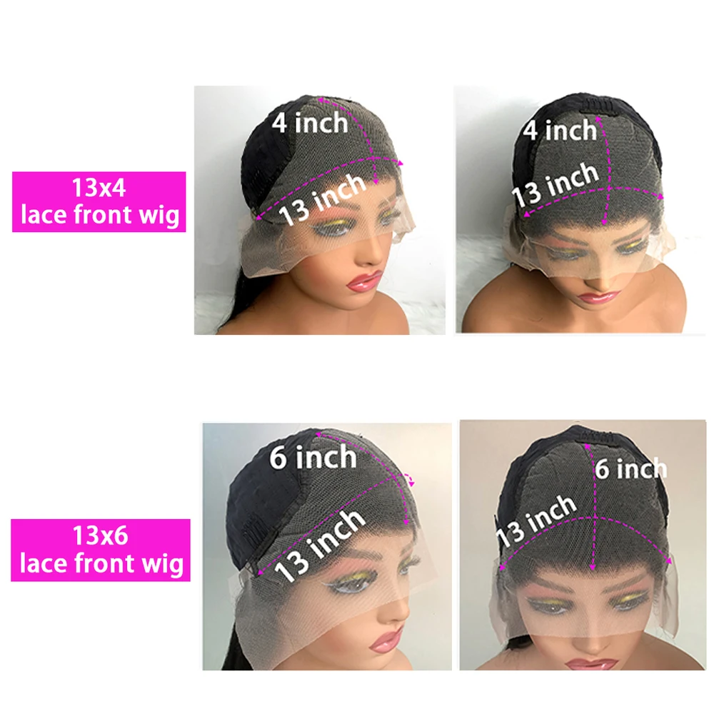 Choice 200 Density 13x4 13x6 Full Frontal 360 HD Transparent Lace 40 46 Inch Long Straight Closure Human Hair Pre plucked Wigs 8