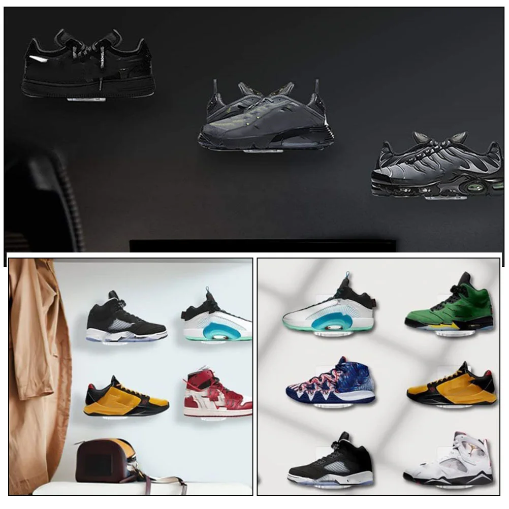 Acrylic Floating Shoe Rack Transparent Shelves 6 Pcs Hanging Organizers Wall Holder Display Stand Sports shoe rack shoe organizer shoe cabinet