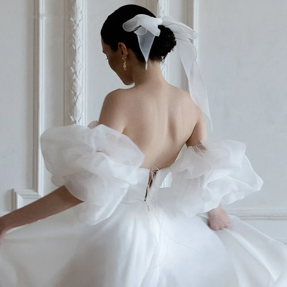 Detachable Short Organza Sleeves For Wedding White Ivory Black Puffy Sleeve Bridal Accessories Fingerless Gloves