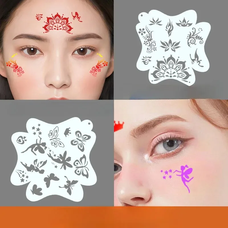 Body Painting Stencils Face Art Halloween Party DIY Makeup Stamps Temporary Tattoos Reusable Plastics body painting stencils