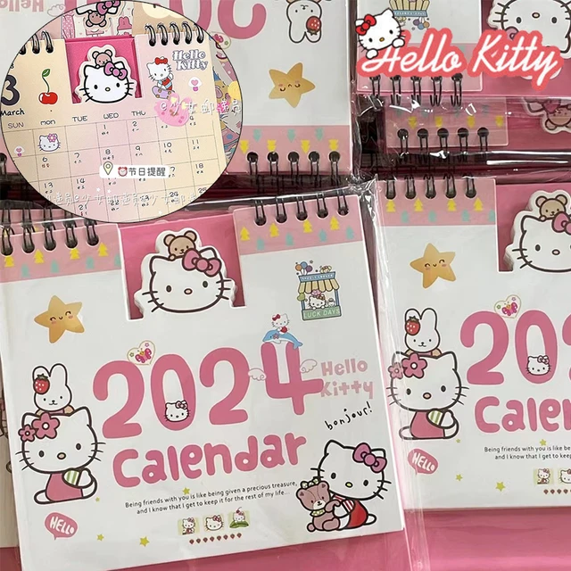 Calendrier de bureau Anime Sanurgente Hello Kitty 2024, mignon