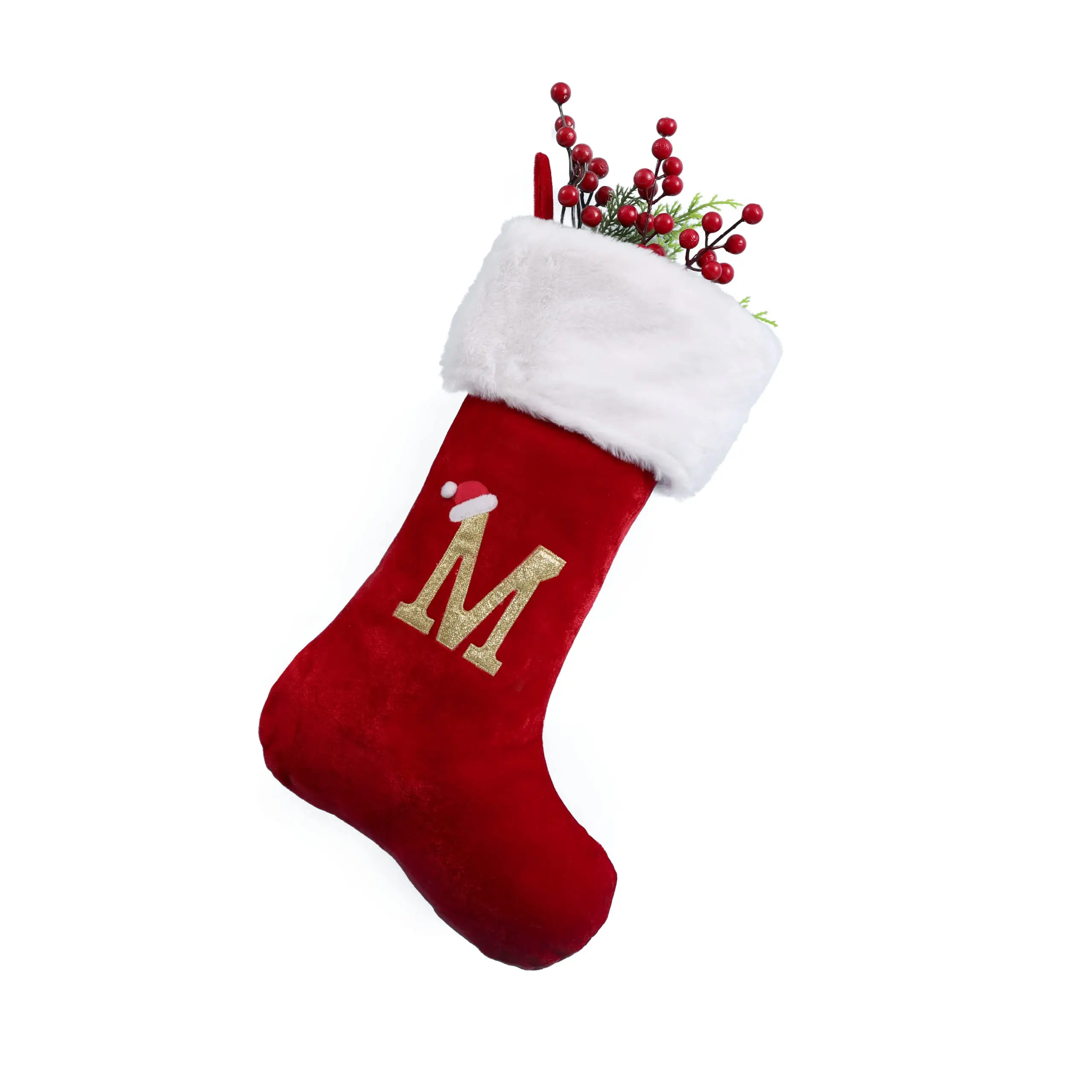 Christmas Stockings 50cm Embroidered Monogram Xmas Sock Holiday Family Stocking for Christmas Fireplace Party Decoration