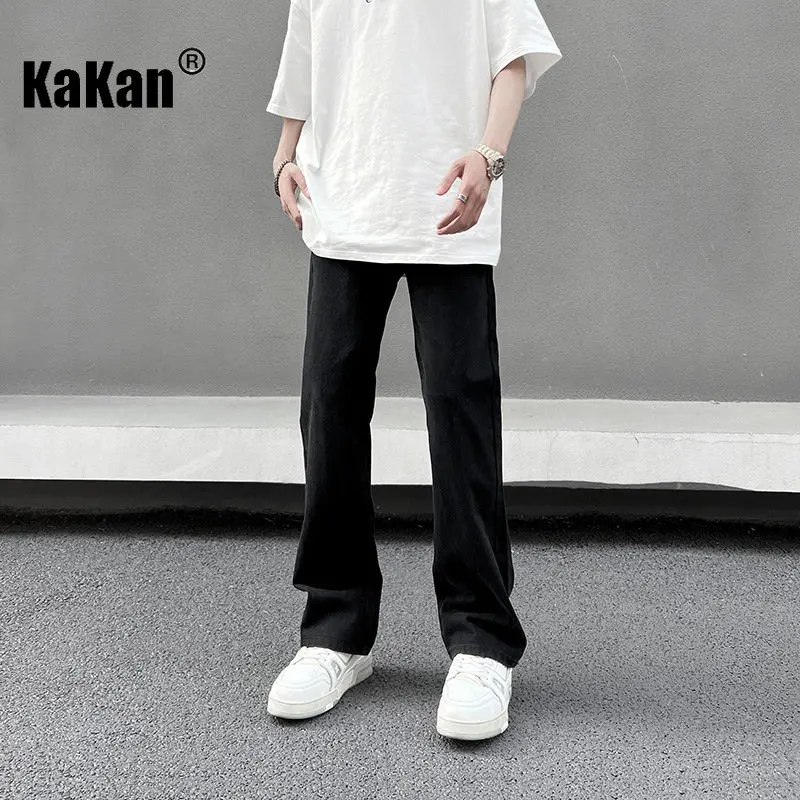 Kakan - New Black Micro Flared Jeans for Men, Trendy Brand Loose Casual Straight Length Jeans K24-ZLJLB0103