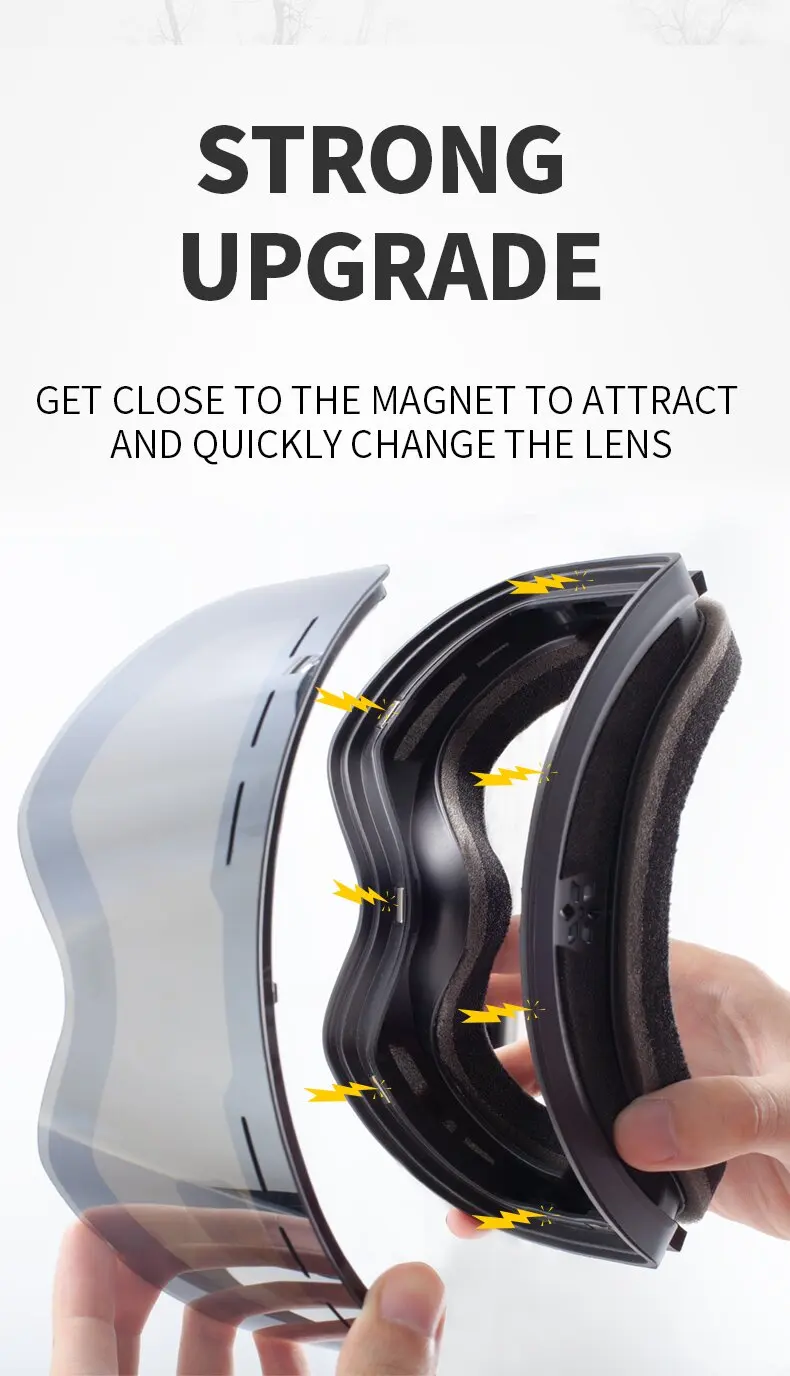Obaolay Magnetic Ski Goggles for Adult HD Anti-Fog Full REVO Lenses Snow Glasses Large Size
