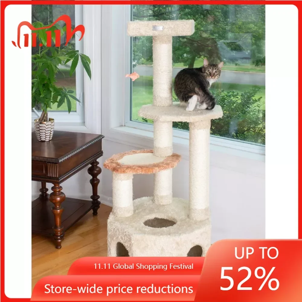 

Premium Real Wood Cat Tree Model Khaki Cat Condo Cat Furniture