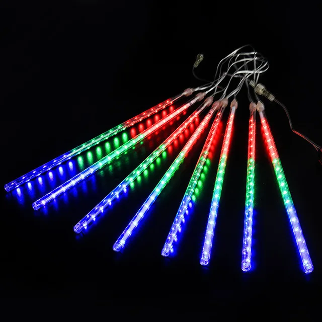 thumbnail image 1 of LED Meteor Shower Rain Lights Waterproof Falling Raindrop Fairy String Light for Christmas Holiday Party Patio Decor 30/50CM, 1 of 5