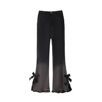 140Kg Plus Size Women's Hip 126 Autumn Loose Slightly Flared Elastic High Waisted Jeans Split Denim Pants 2XL 3XL 4XL 5XL 6XL - Image 6