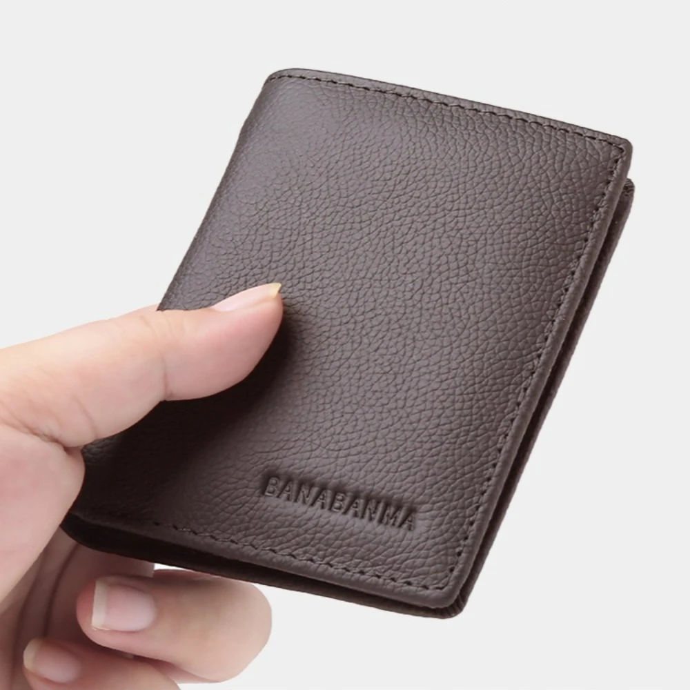 2026 Men’s Full-Grain Cowhide Wallet – Waterproof Short Card Holder 4