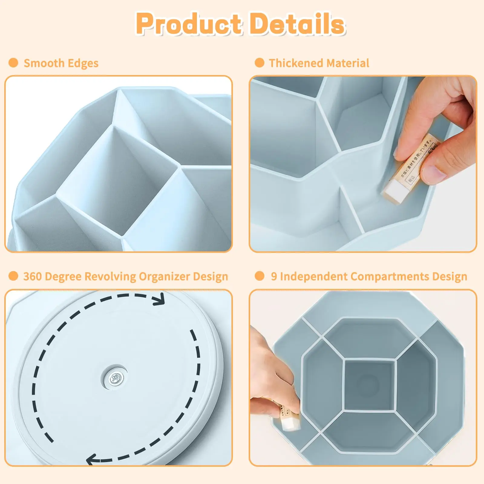 Pencil Pen Holder For Desk 9 Slots 360 Degree Rotating Desk Organizers Desktop Storage Stationery Supplies Organizer Pencil Cup desk organizer storage organizer bag organizer