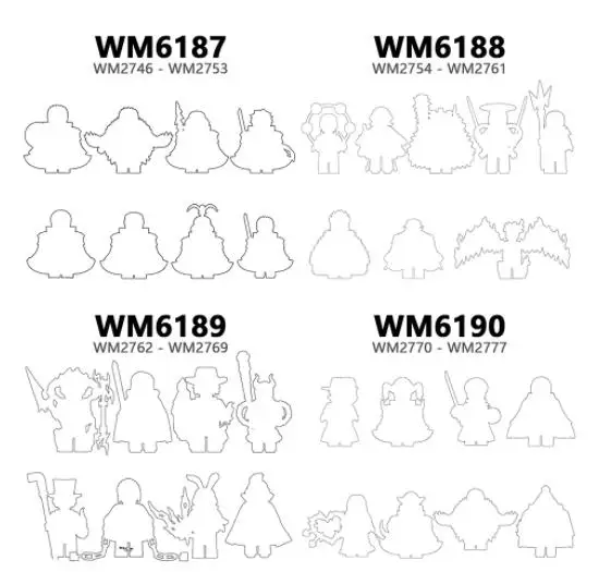 

Конструктор WM6188 WM6189 WM6190 WM6187 из мультяшной серии, персонажи, аниме экшн-фигурки, аксессуары, модели, кирпичи, игрушки для детей