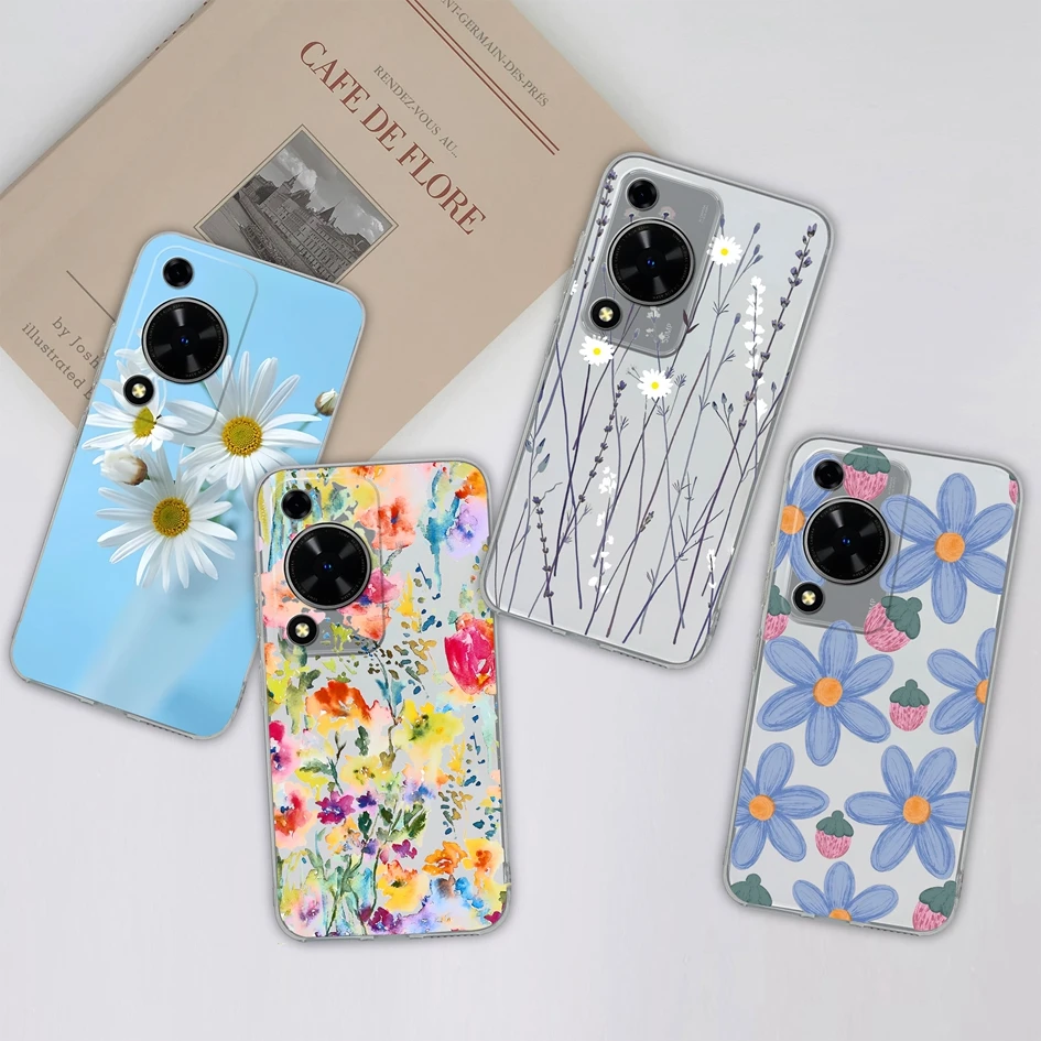 Clear TPU Silicone Soft Protective Case with Pretty Butterfly Bear Design for 6.75-Inch Smartphones