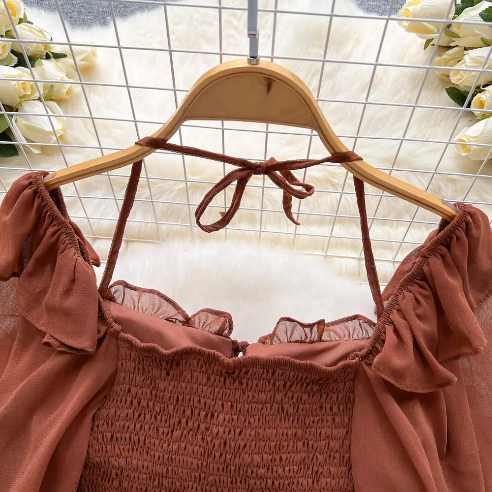 White Blouses Women Aesthetic Solid All-match Vintage Casual Ladies Tops Slim Schoolgirls Spring Bandage Lantern Sleeve Clothing