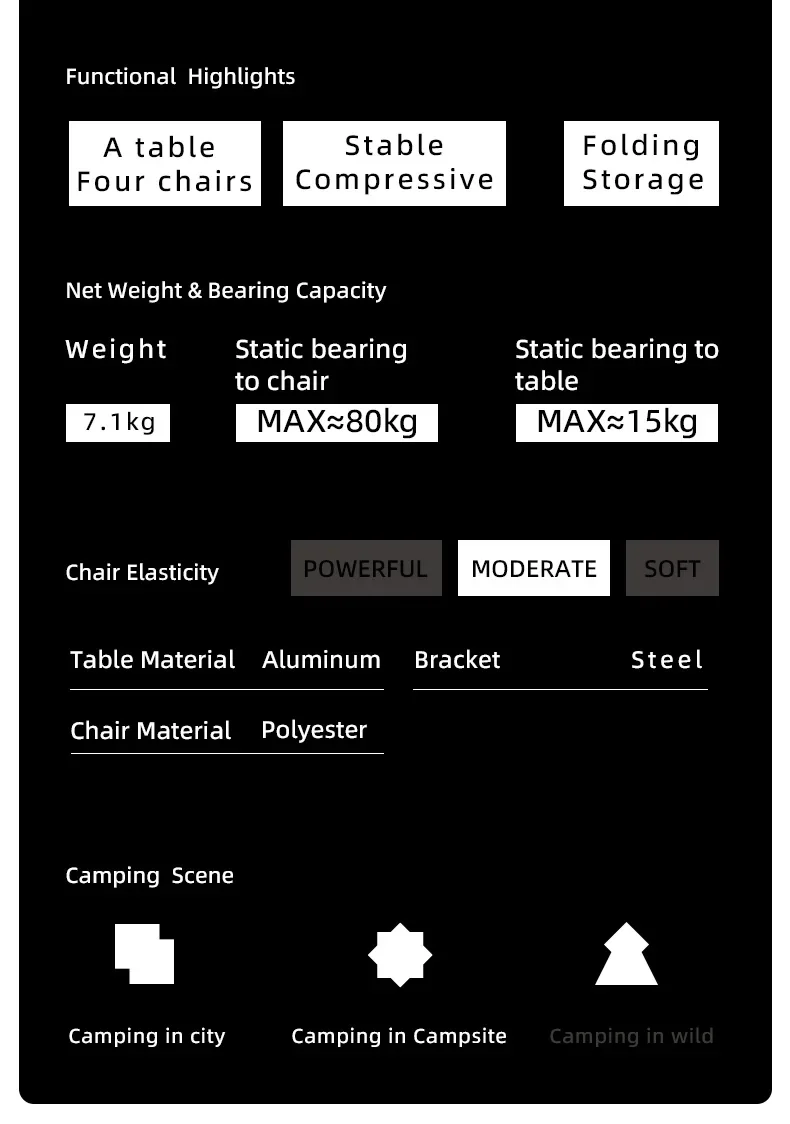 4 pcs Chair and 1 pcs Table Outdoor Aluminum Alloy Folding Table and Chair Set Camping Picnic Portable Supplies 13 4 pcs Chair and 1 pcs Table Outdoor Aluminum Alloy Folding Table and Chair Set Camping Picnic Portable Supplies 7