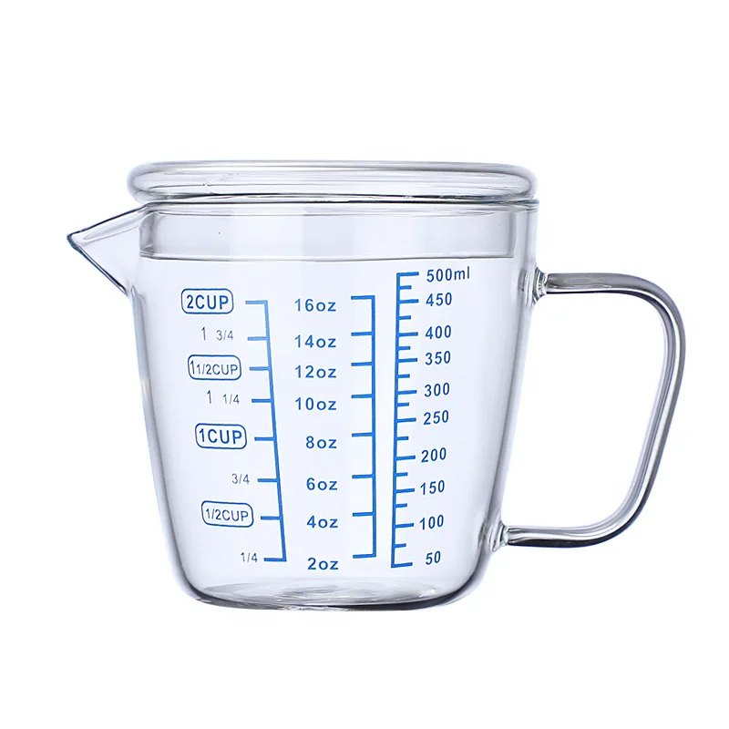 8oz/16oz Glass Measuring Cup with lid Borosilicate V-Shaped Spout