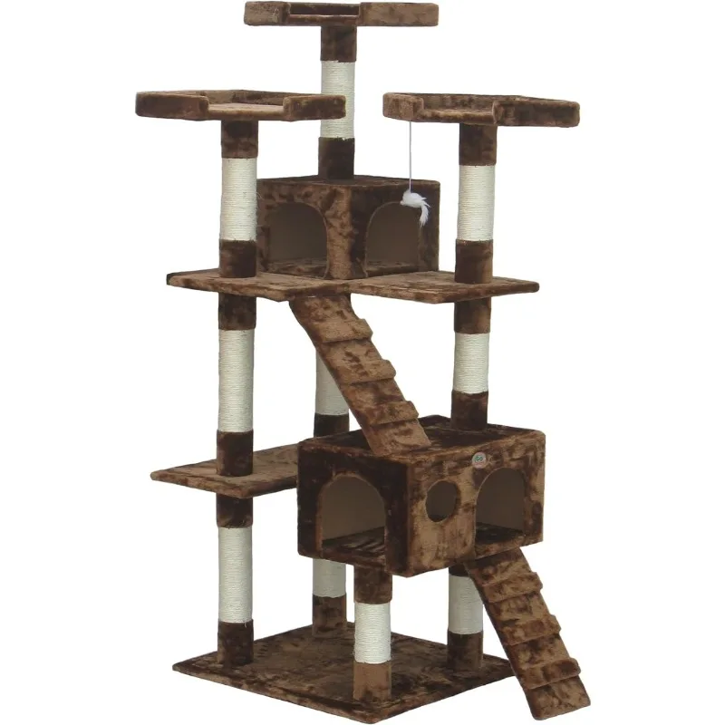 

Extra Large Cat Tree Kitty Tower Condo Cat House for Large Indoor Cats Play Scratch Hide Climb Activity Furniture with Toy