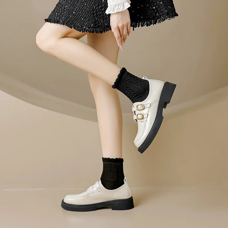 Black Platform Shoes Women's Loafers Pumps Women's Soft Leather Footwear Designer Heels Woman Sneakers Party Shoes Ladies