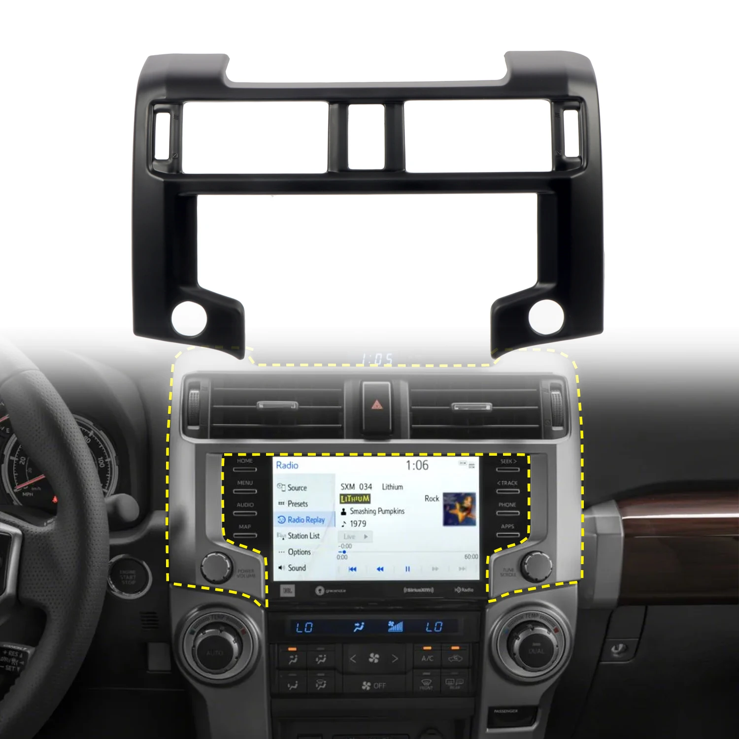 

For Toyota 4Runner 2020 2021 2022 2023 Car Interior Accessories ABS Matte Black Dashboard Console Navigation Panel Trim 1pcs
