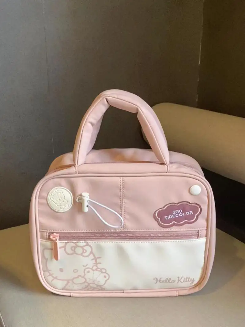 

Сумка для хранения Sanrio Kawaii Hellokitty Girl портативная Большая вместительная многослойная Сумка для макияжа мультяшная милая сумка через плечо