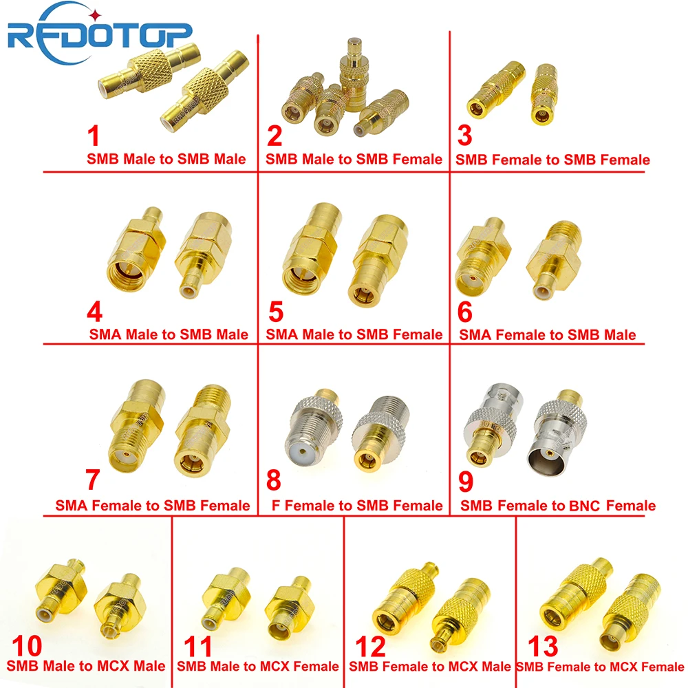 Conector Fêmea para Antena de Rádio Wifi Antena Macho para Fêmea Adaptador Coaxial rf Smb-j para Sma Smb q9 Bnc f Mcx Pcs