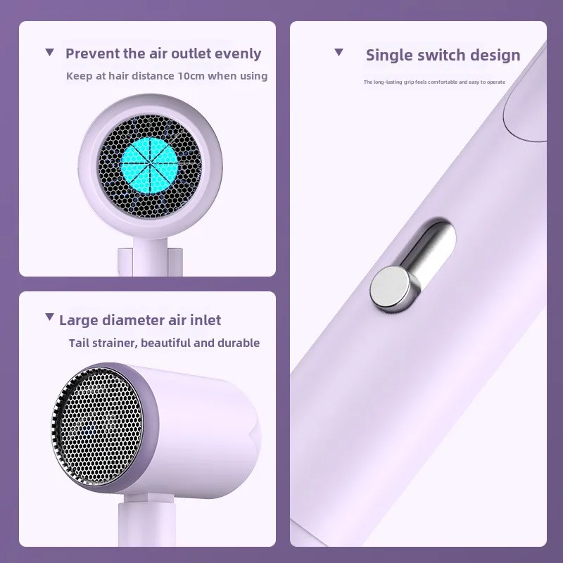 Negative Ionic Blow Dryer Foldable Hairdryer For Travel Fast Drying Lightweight Hairdryer Low Noise Portable Household Hairdryer 5