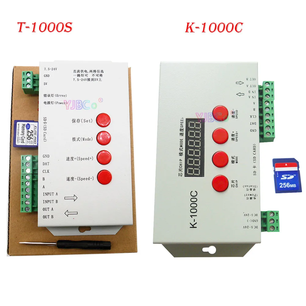 K1000C (T1000S Updated) Program LED Controller 5V 12V 24V WS2812B,WS2811,APA102,T1000S WS2813 WS2815 2048 Pixels IC Dimmer