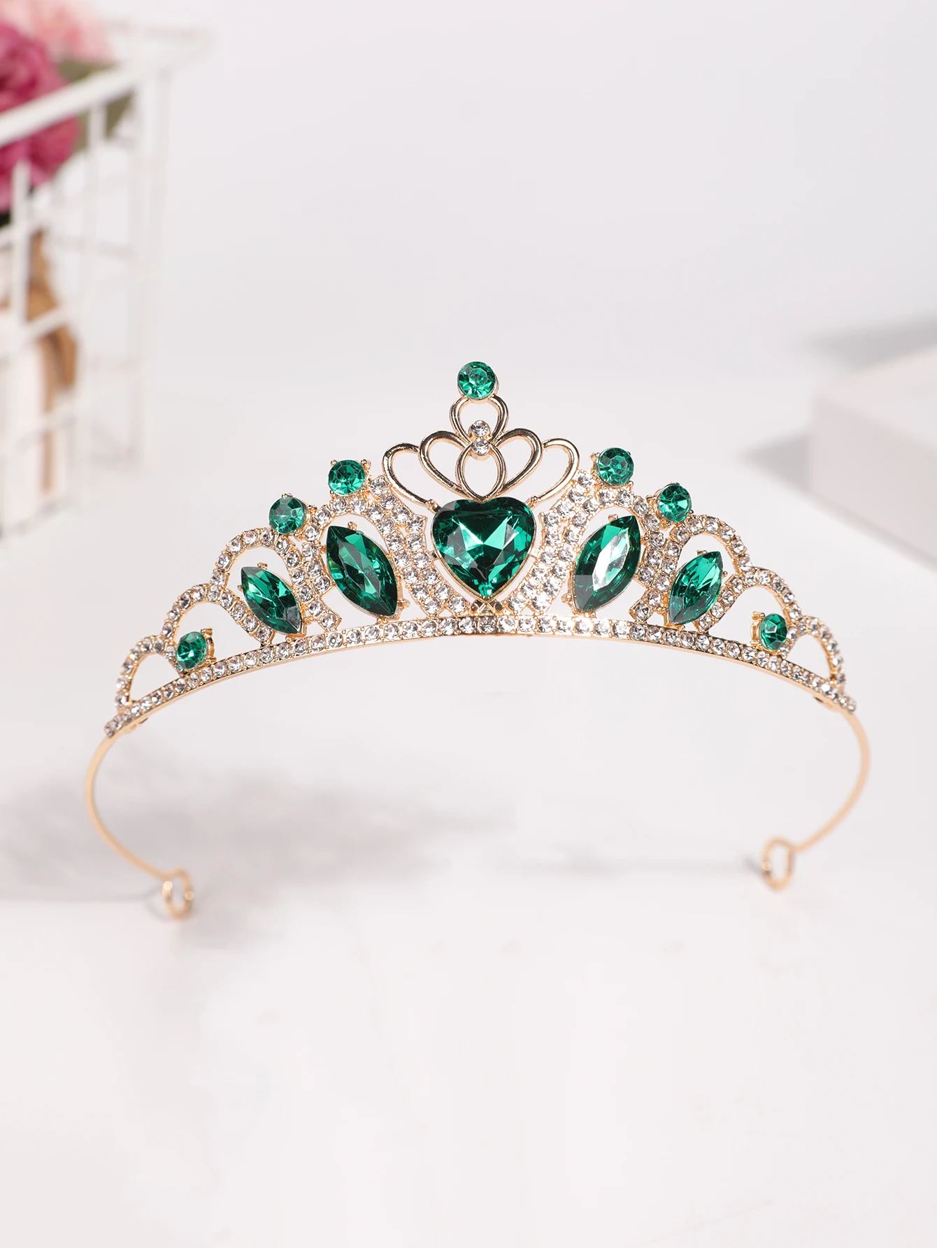 1 Stück Kopfschmuck, Strass-Krone aus Legierung, Braut-Prinzessinnenkrone, Hochzeitszubehör, Krone, Haar-Accessoire, Kuchendekoration, Krone – Detail 10