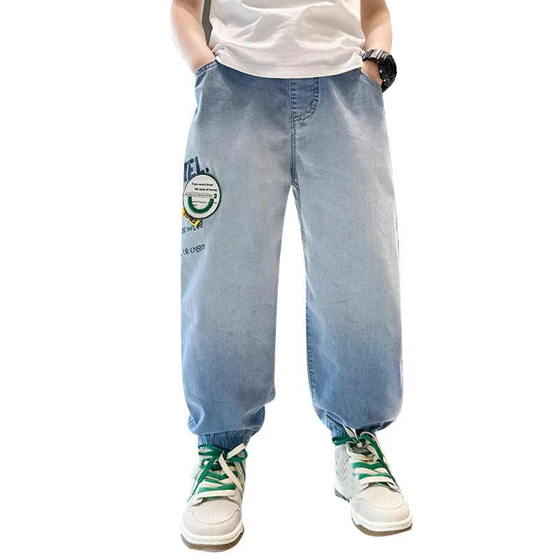 

Boys Loose Pants Spring Denim Trousers for Children Korean Toddler Baby Clothes Teenage Jeans Cargo Pants 4 5 8 10 12 14Years