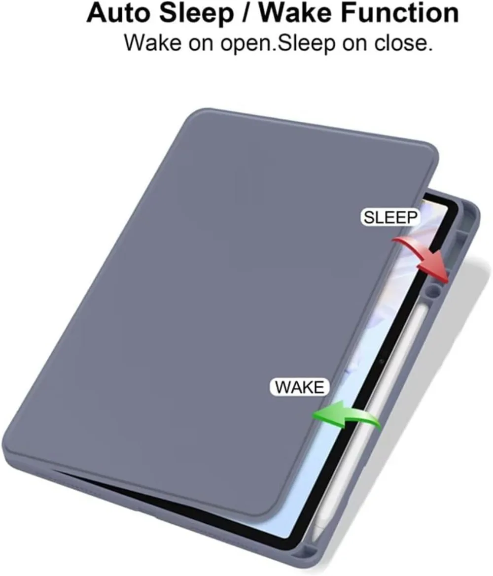 Premium 11.5 Acrylic Back Tablet Case with 360° Rotating Stand and Pencil Holder