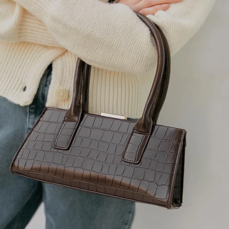 

Простая дизайнерская сумка с застежкой, Новая высококачественная универсальная сумка с крокодиловым узором, сумка через плечо