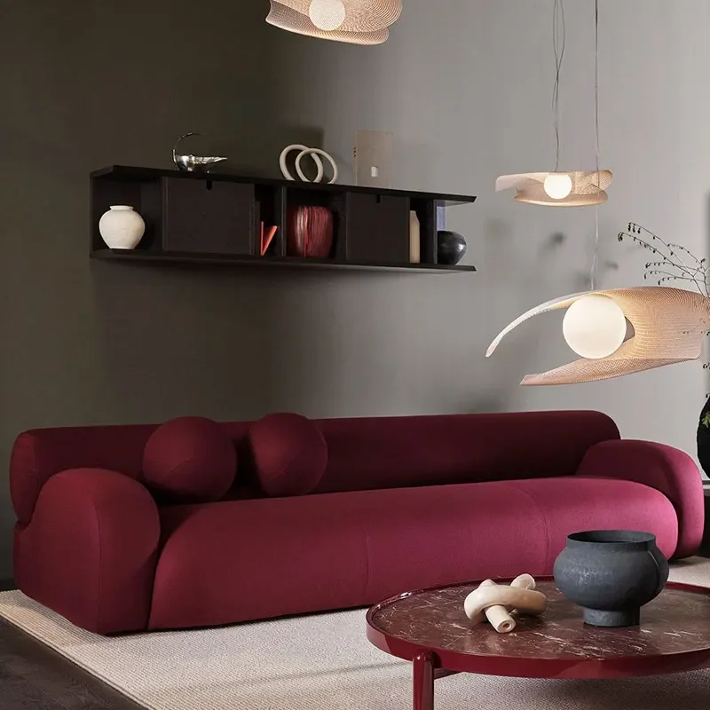 

Italian Minimalist Straight Row Living Room Art Sofa Nordic Cream Fabric Clothing Store High-Profile Figure