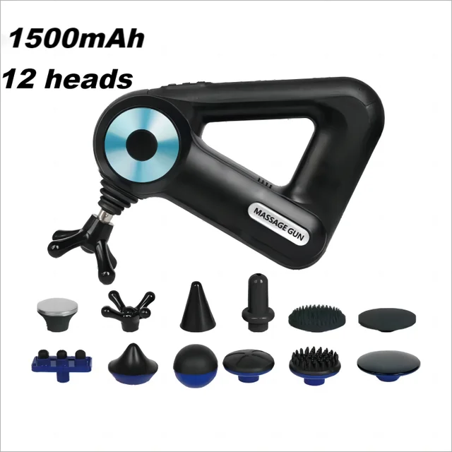 12 Heads 6 Gears 4 Modes Professinal Bally Total Fitness Massage Gun Small Golden Triangle Long Standby Bobbito Massage Gun