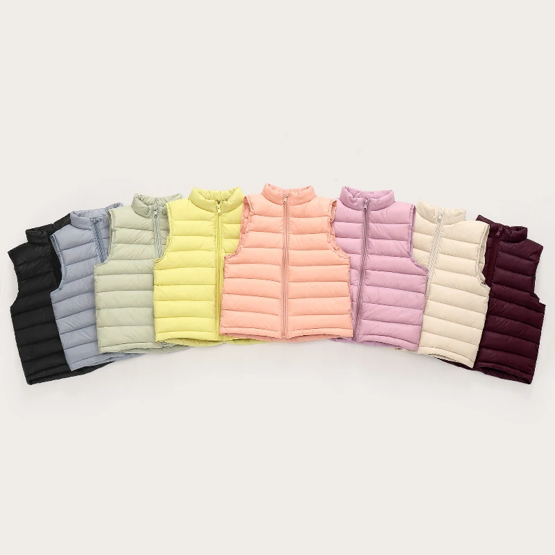 2024 Kids Winter Vests Solid Color White Duck Down Warm Thermal Girls Coat Boys Waistcoat Children's Outfits Clothes Jacket