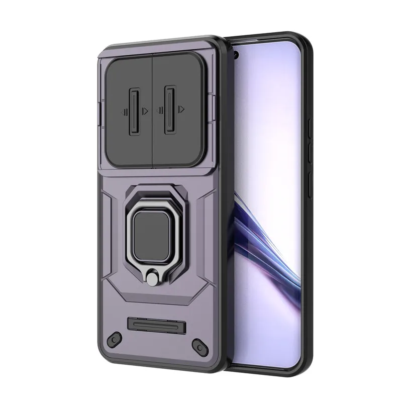 Enhanced Protective Phone Case with Slide Camera Protector and Ring Holder