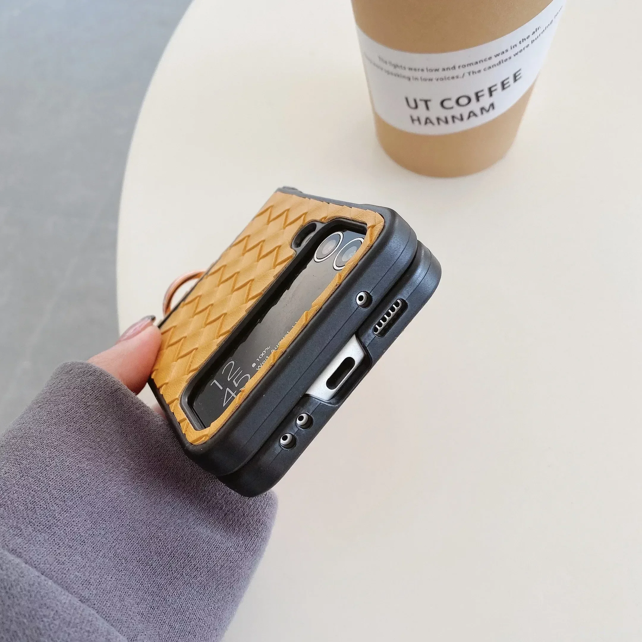 Retro Braid Shockproof Phone Case with Finger Ring Buckle and Bracket
