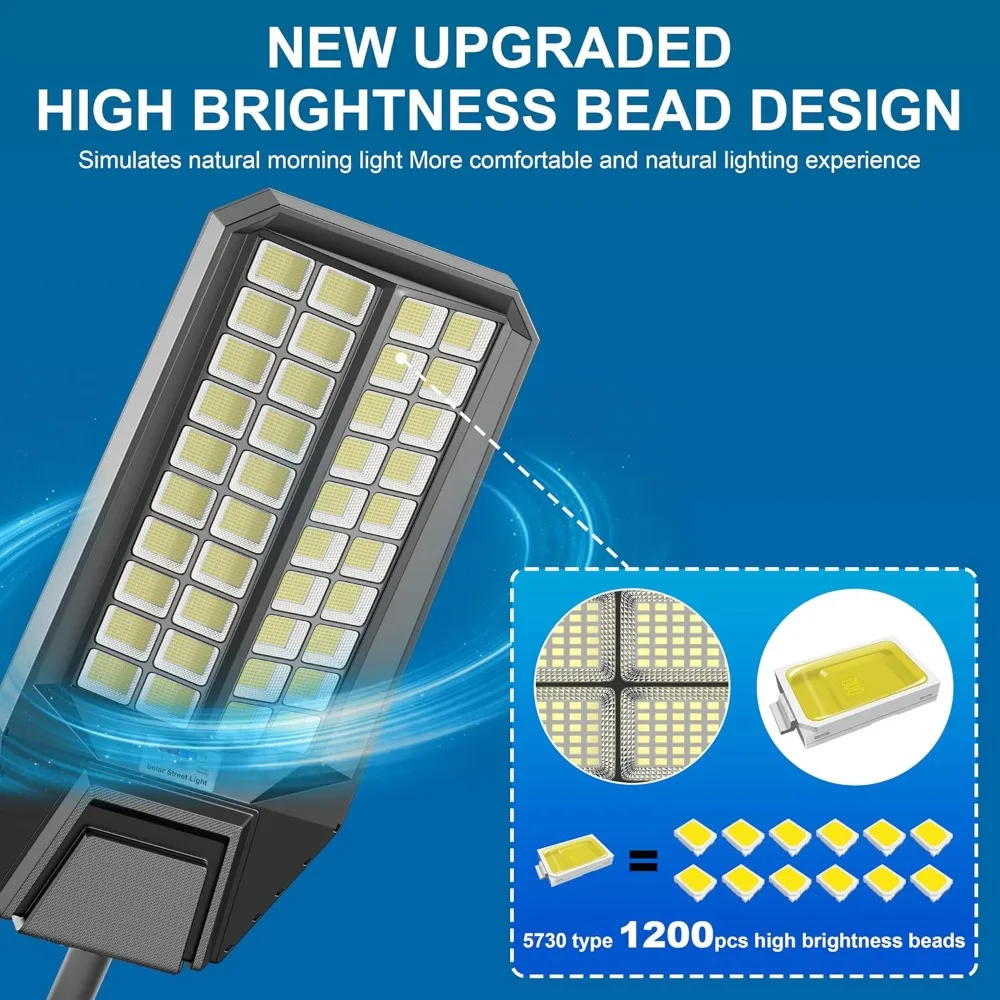 2-pack 8000w solar street light - 600000 lumens, dusk-to-dawn, waterproof, ideal for commercial & outdoor parking lots - energy- 4