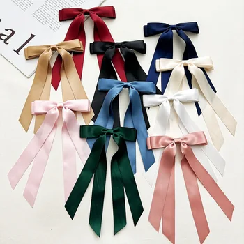 Fermaglio per capelli con fiocco elegante da donna, fermaglio a molla in raso solido, semplice forcine con fiocco, mollette, accessori per capelli per ragazze
