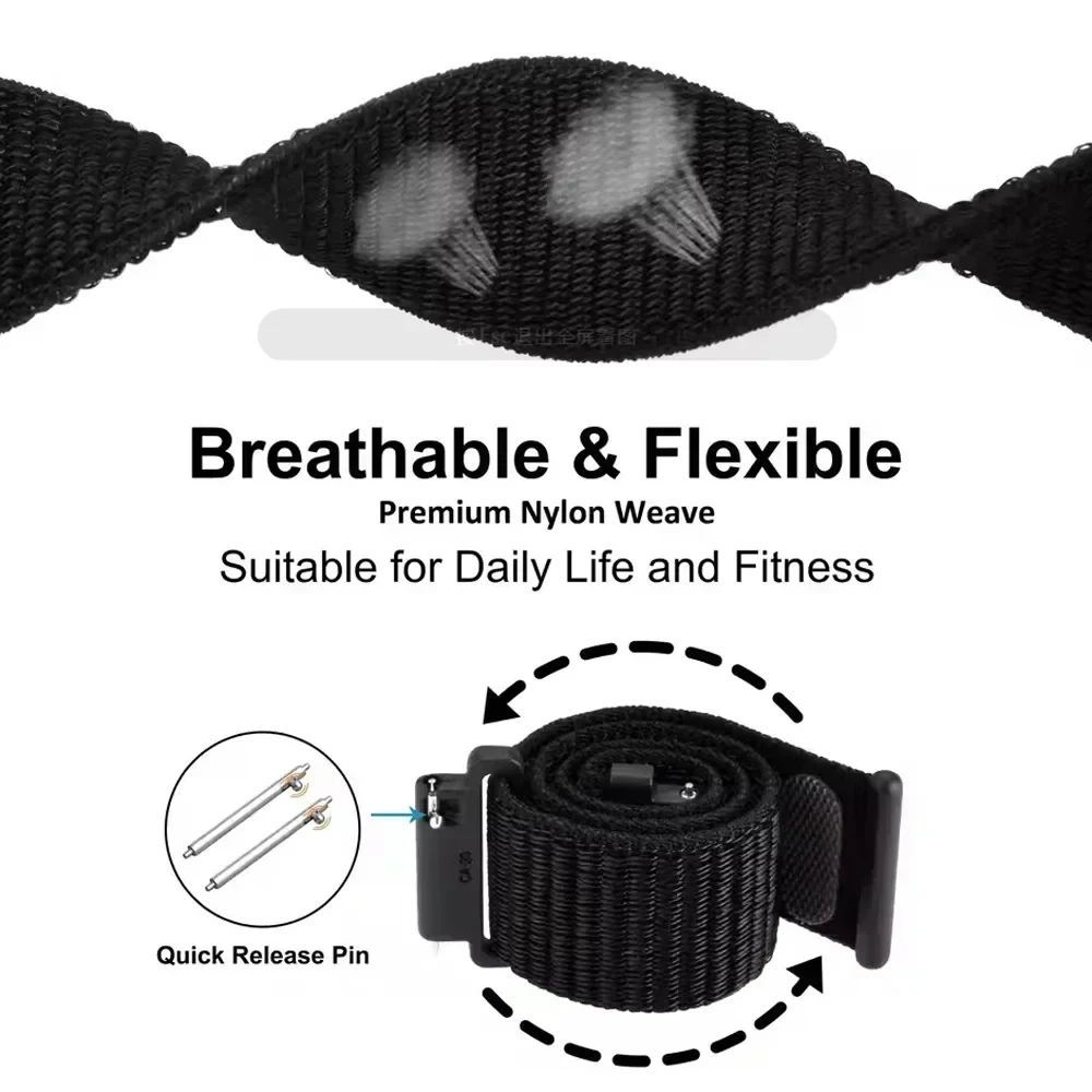 Breathable Nylon Loop Band - 22mm/20mm Soft Wristband Strap