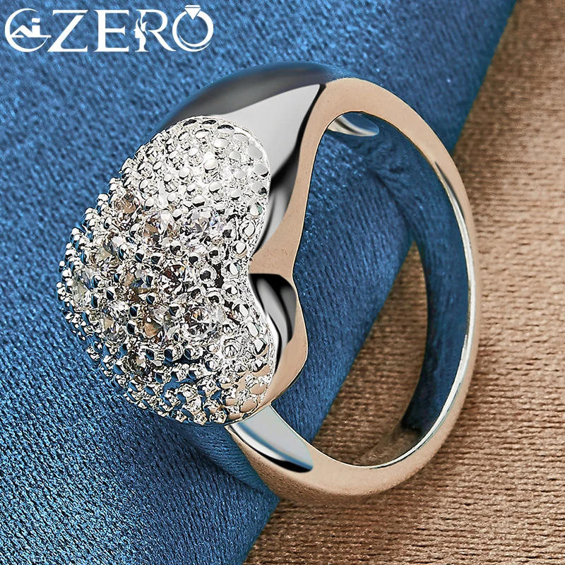 925 Sterling Silver Crystal Love Heart Ring silver ring wedding rings silver rings silver heart ring for Women Man