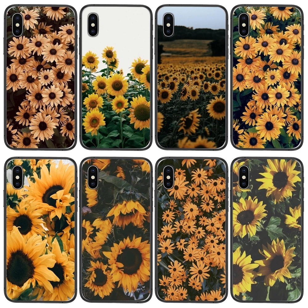 Luxury For Samsung Galaxy S30 S21 S20 Fe S10 S10E S9 S8 S7 S6 Edge Lite Plus Ultra Yellow Flower Small Daisy Sunflower Black |