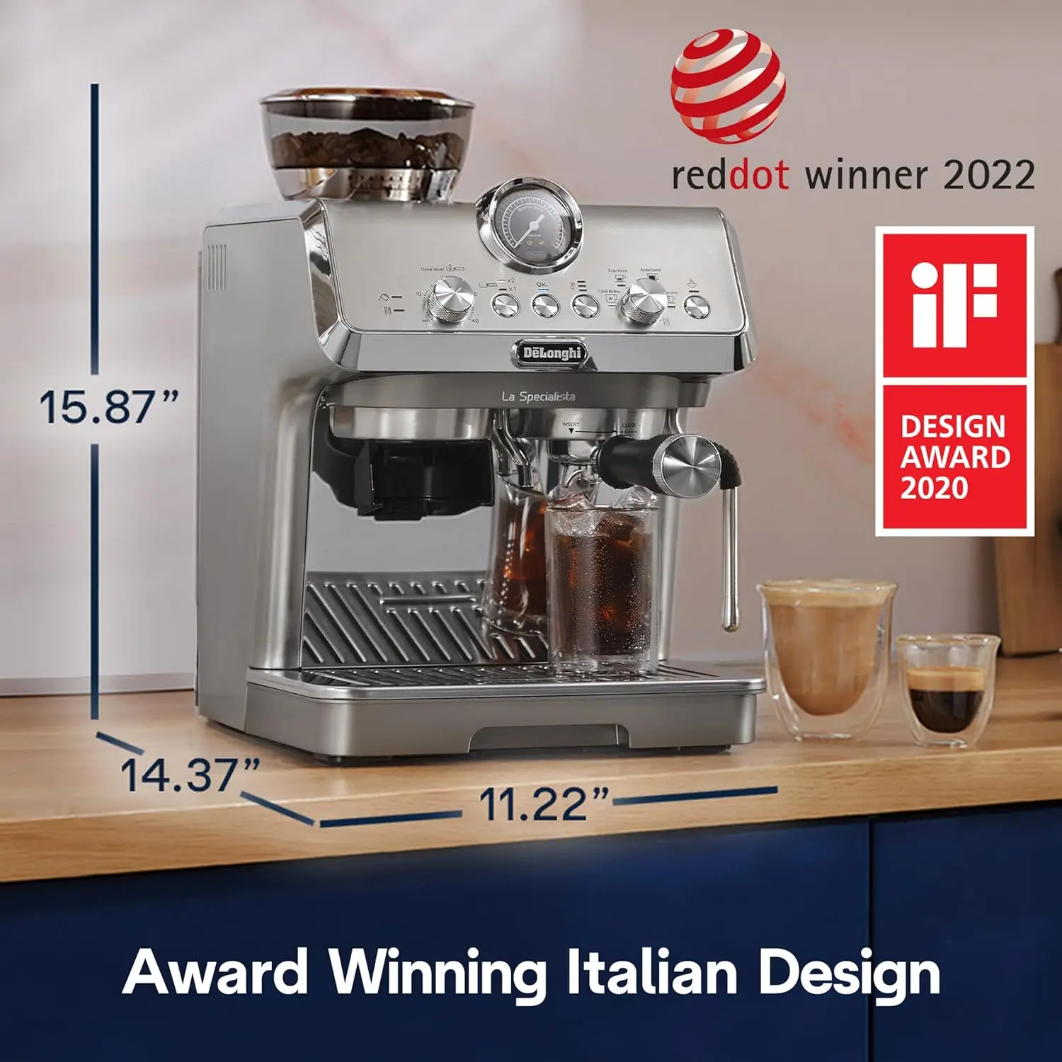 Espresso Machine with Cold Brew, Manual Milk  , Barista Kit for Latte, Cappuccino, Built 6