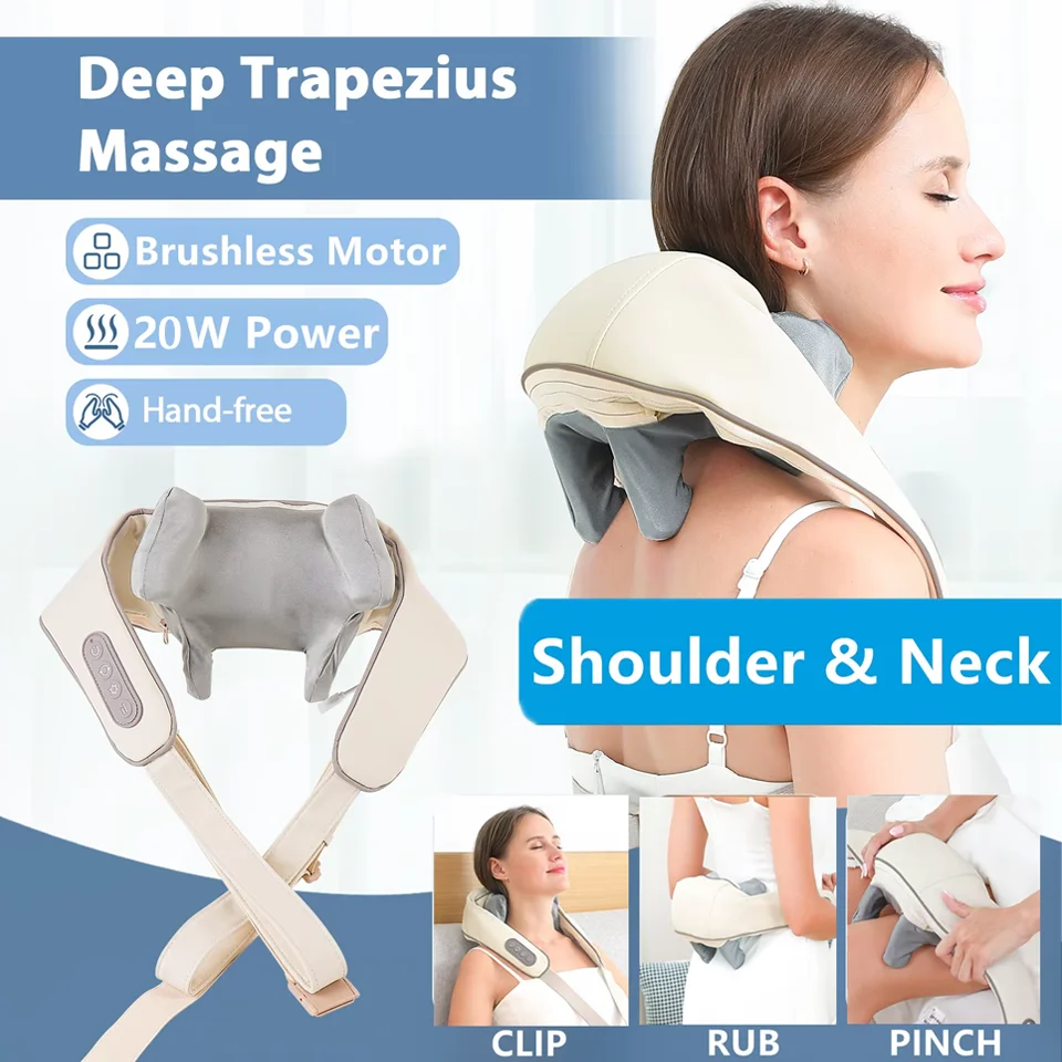 Electric Shiatsu Neck And Shoulder Massager With Air Compression_voghion.com