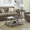 Roundhill Furniture Athens Contemporary 3-Piece Wood Shelf Coffee Table Set, 24D x 48W x 19H in, Walnut and Gray 3