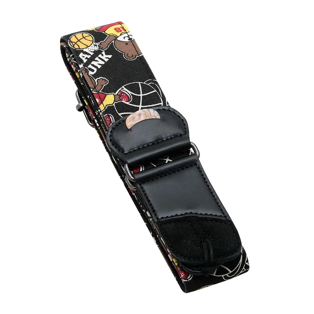Embroidered Electric Guitar Strap with Plectrum Holder - String Instrument Accessory