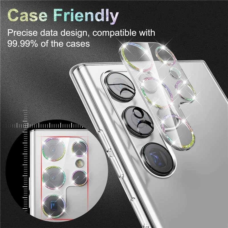 Radiant Glitter Diamond Camera Lens Protector Crystal Clear Full Back Cover Case