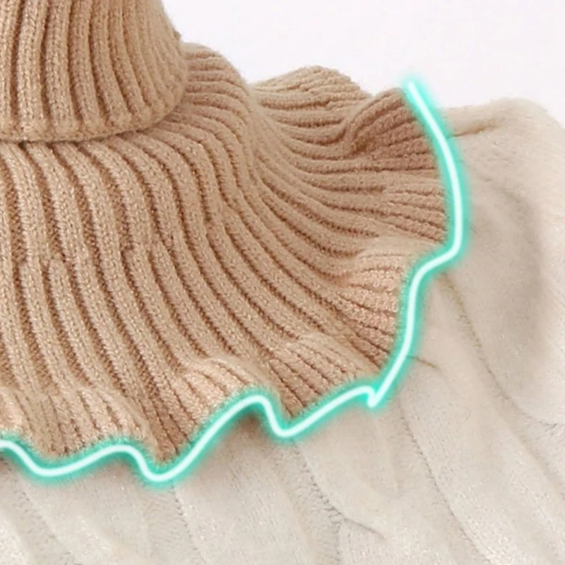 Fake Collar Women Knitted Woolen Turtleneck Detachable Neck Scarf Thicken Windproof
