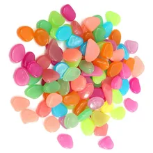

100pcs Fish Tank Fluorescent Pebble Garden Parterre Decor Glow Stone Aquarium Ornament Marbles Rocks Fish tank fluorescent